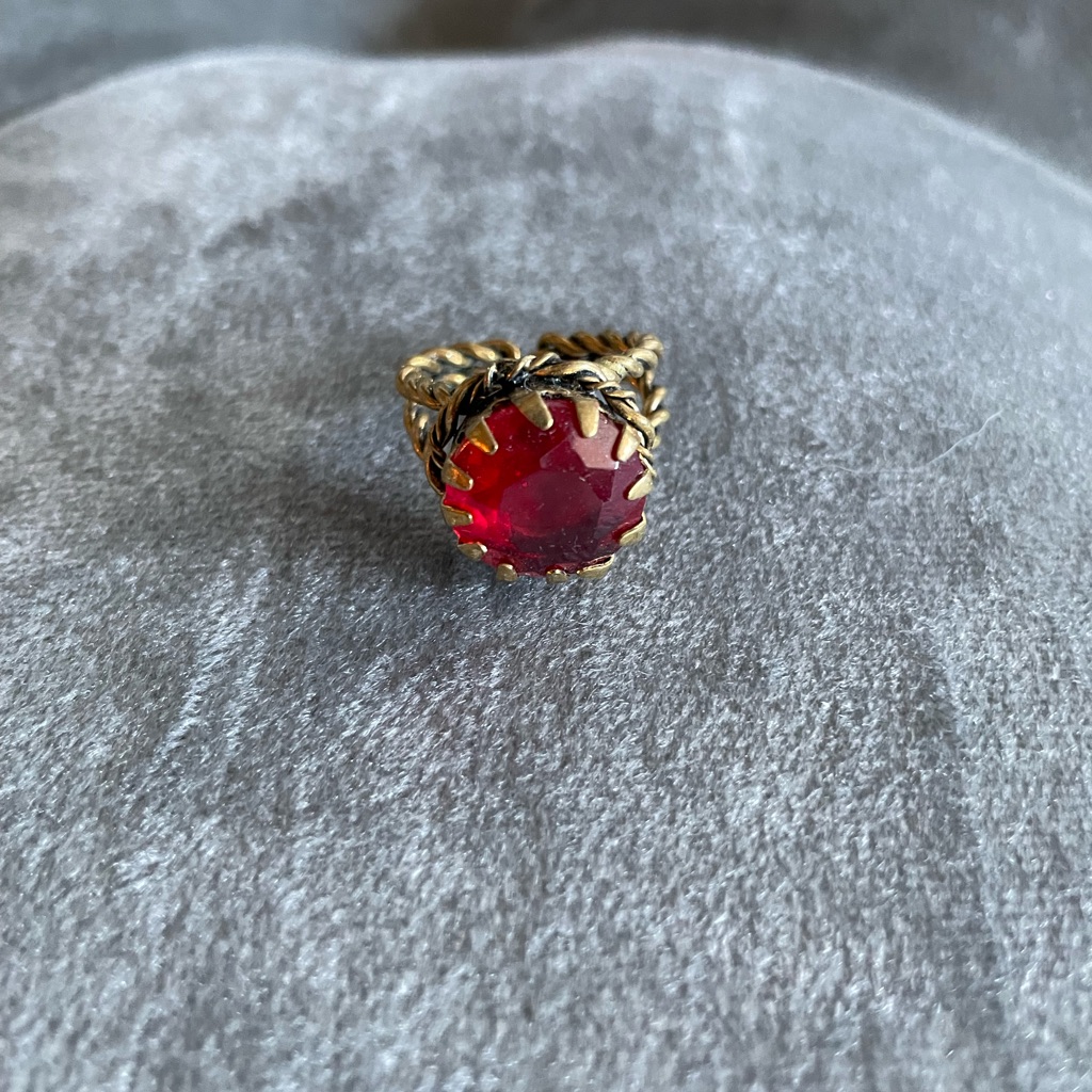Adjustable Red Stone Ring